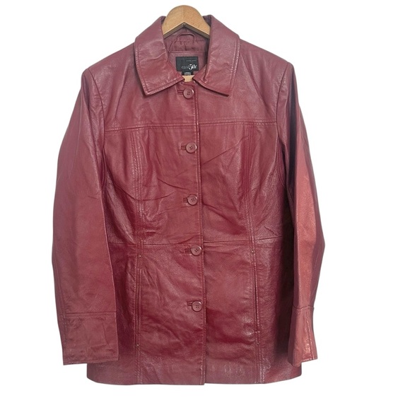 East 5th 90s Vintage Women's Red Leather Button Jacket Size Extra Large L - Picture 1 of 7